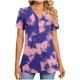 thumbnail image 2 of mfyjkho Tops Para Mujer, Top/Camiseta De Manga Corta Con Cuello En V, Botones Y Rayas Degradadas Para Mujer Tops De Gimnasio Para Mujer Xxl, 2 of 7