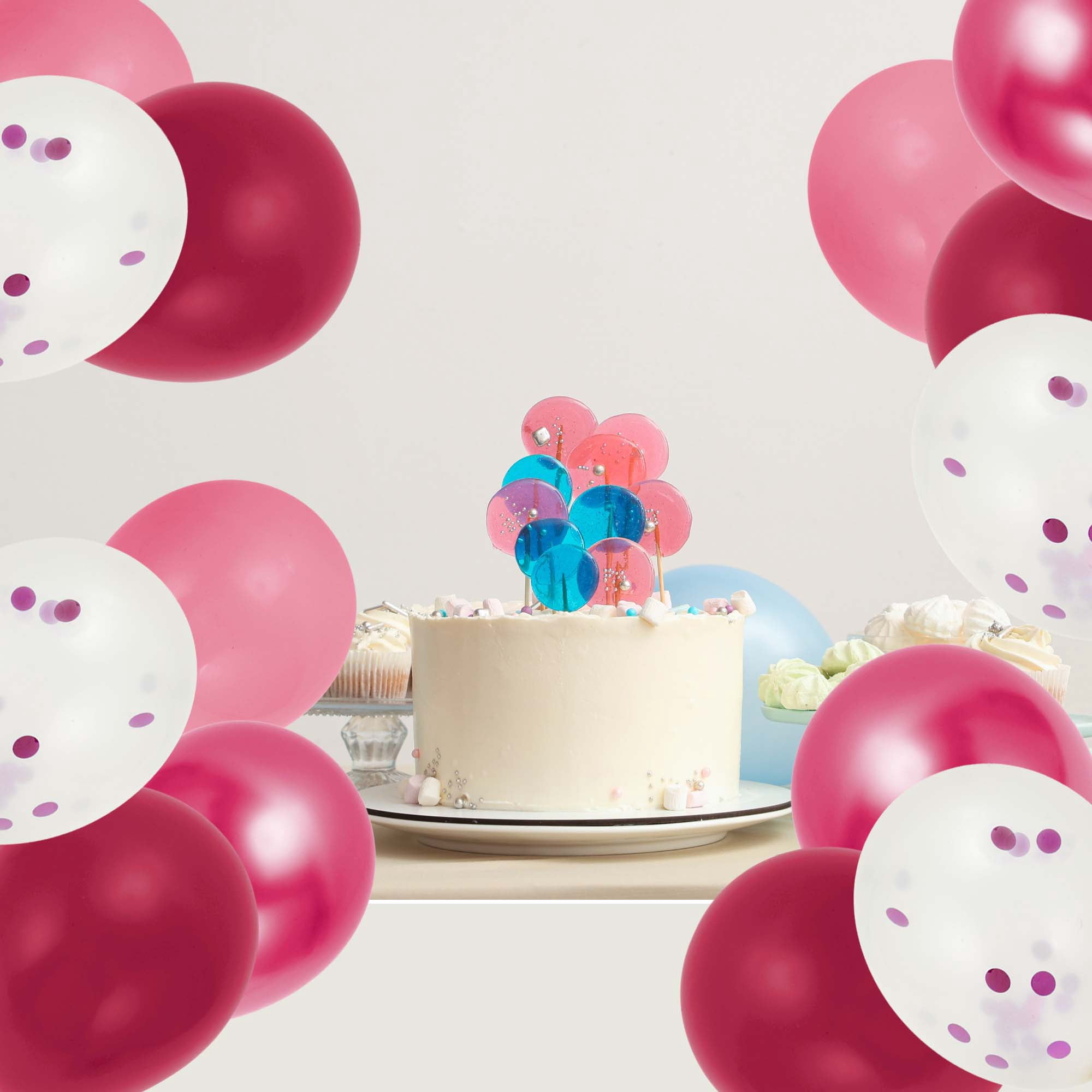 Unique Bargains Latex Party Balloons with Ribbon Deep Pink Pink Light Pink 12inch 60Pcs