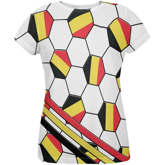 World Cup Belgium Soccer Ball All Over Womens T Shirt Multi X-LG
