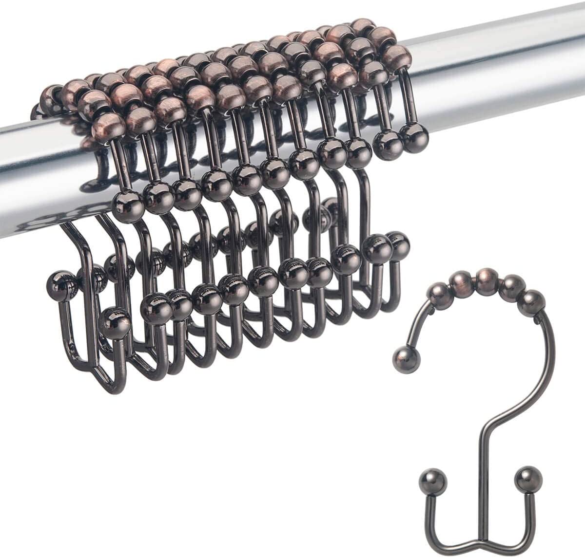 Shower Curtain Hooks Rust Resistant Shower Curtain Rings Metal Double Glide Rollers Shower Hooks for Bathroom Shower Curtain Rods Curtains, Set of 12, Bronze | Walmart Canada Shower Curtain Hooks Rust Resistant Shower Curtain Rings Metal Double Glide Rollers Shower Hooks for Bathroom Shower Curtain Rods Curtains, Set of 12, Bronze | Walmart Canada