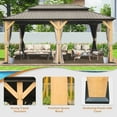 thumbnail image 3 of Domi 12x20 ft Wood Gazebo, Cedar Wood Frame Hardtop Gazebo with Galvanized Steel Double Roof, Outdoor Gazebo with Netting and Curtains, Patio Gazebo Pergola Pavilion for Patio, Backyard, Deck, Lawns, 3 of 8