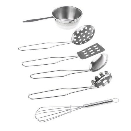 

6pcs Kids Pretend Play Kitchen Cooking Toys Stainless Steel Utensil - Whisk Ladle &
