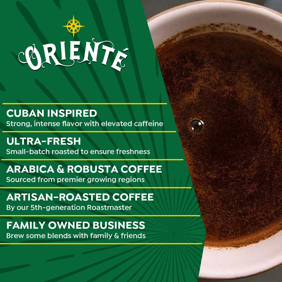 Oriente Cuban Coffee Roasters, Dark Roast Cafe De Olla Cuban Coffee Pods, Compatible w/ K-Cup Brewers, 50ct