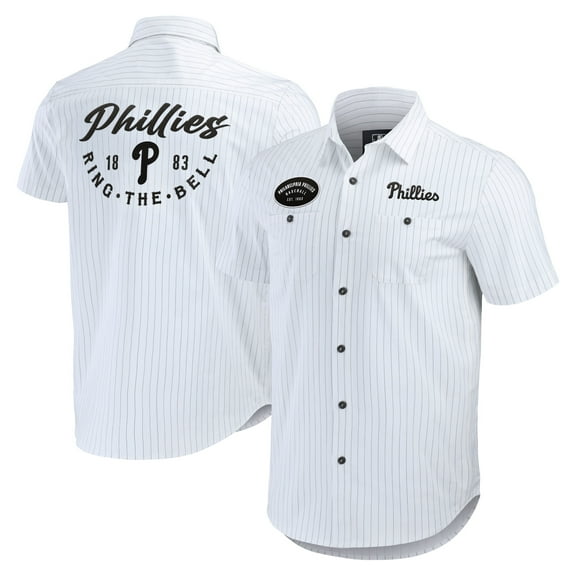 Men's Darius Rucker Collection by Fanatics White Philadelphia Phillies Pin Stripe Short Sleeve Button-Up Shirt