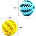 thumbnail image 2 of Paquete de 2 juguetes de pelota para perros para limpiar los dientes de las mascotas, masticar, buscar, juguetes dispensadores de alimentos IQ Treat Ball (pequeño 2") azul amarillo TUNC Sencillez, 2 of 5