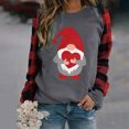 thumbnail image 2 of xiaxaixu T-shirt Imprimé de Noël pour Femmes, Pulls Patchwork à Manches Longues, 2 of 10