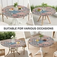 thumbnail image 7 of Round Fitted Tablecloth with Boho Floral Motif, 44 Inch Elastic Hem Fits 38 to 42 Inch Tables, Durable Spill Resistant for Indoor Outdoor Use, 7 of 7