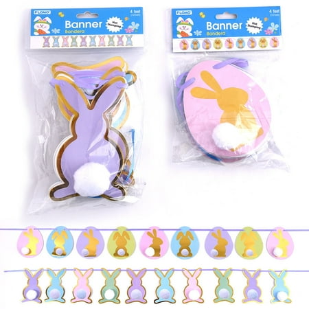DDI 2330265 4 ft. Easter Bunny Banner with Pom Pom Tail & Hot Stamping Embellishments - Case of 48