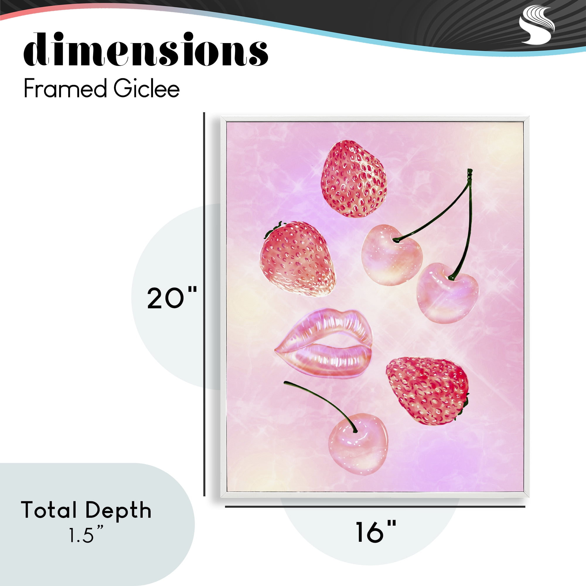 Pink Fruits and Kisses White Framed Giclee Art, design by Ziwei Li