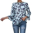 thumbnail image 1 of Blusa de manga acampanada Informal Estampado de leopardo Elegante Ajuste holgado Cuello redondo Blusas sueltas, 1 of 6