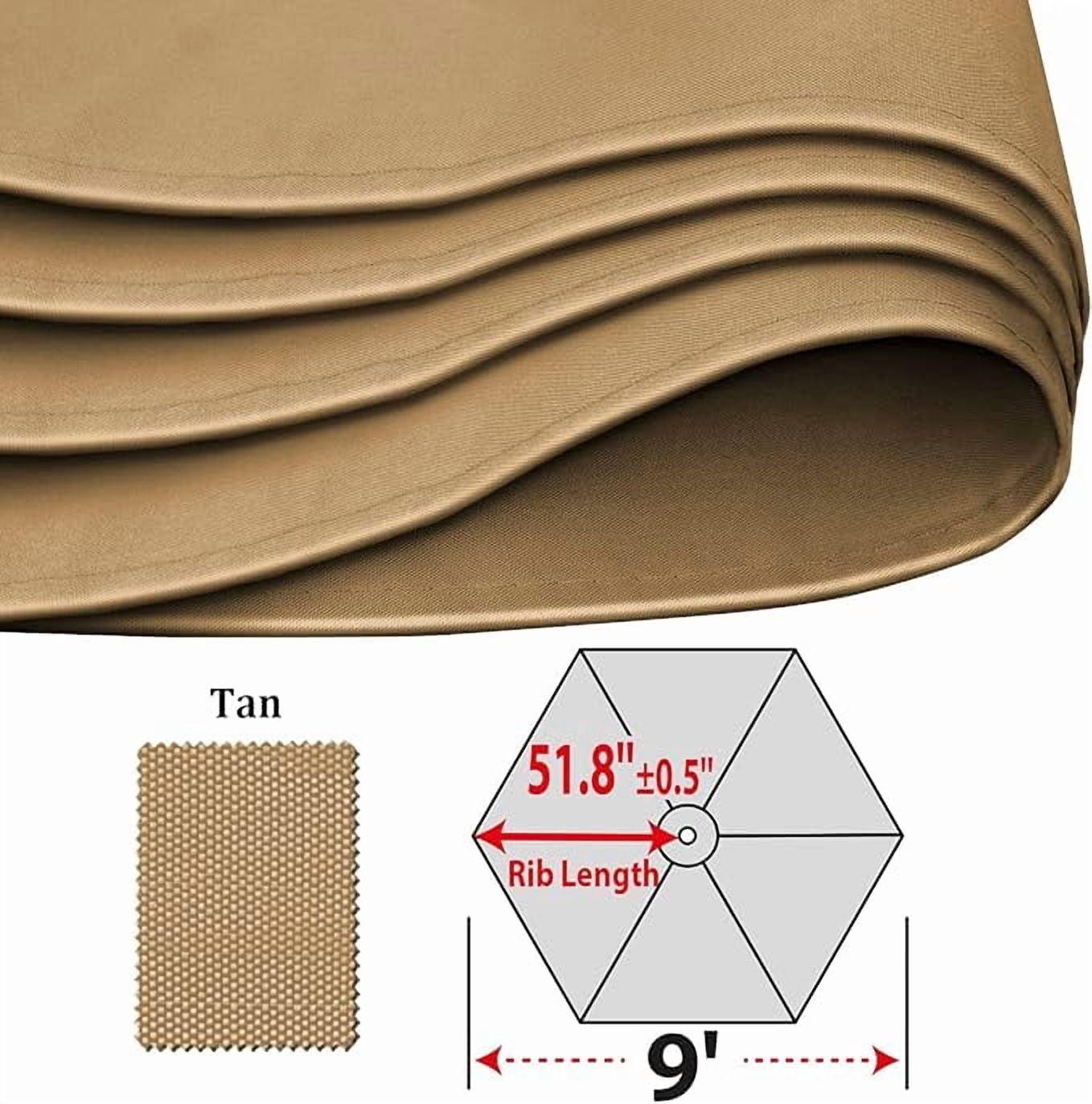 ALUVIERA 9ft 6ribs Umbrella Canopy Cover Replacement Top Canopy for Patio Umbrella