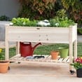 thumbnail image 2 of Solid Wood Locking Wheels Raised Mobile Garden Wood Planter Elevated Planter, 2 of 5