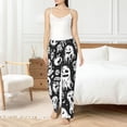 thumbnail image 6 of Lsque Black White Spooky Ghosts Print Women's Pajama Pants, Lounge Pant - Comfortable Home Wear,Elastic Waistband, Stylish Design-XX-Large, 6 of 9