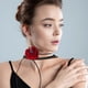 thumbnail image 3 of Guardurnaity Gargantilla de flores negras elegante y de moda para mujer Gargantilla larga gótica de terciopelo rosa para mujer Ropa, zapatos y accesorios Miscelánea Rojo, 3 of 6