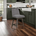 thumbnail image 4 of Armen Living Indoor Amalie Swivel Counter Stool in Gray Oak Wood Finish with Gray Boucle Fabric, 4 of 13