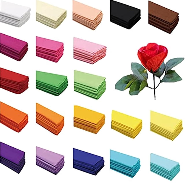 Crepe Paper Folds (20 Sheets) - 20 Inches Wide by 3.2 Feet Long - Mexican Crepe Paper -21 Assorted Color (Mixed)