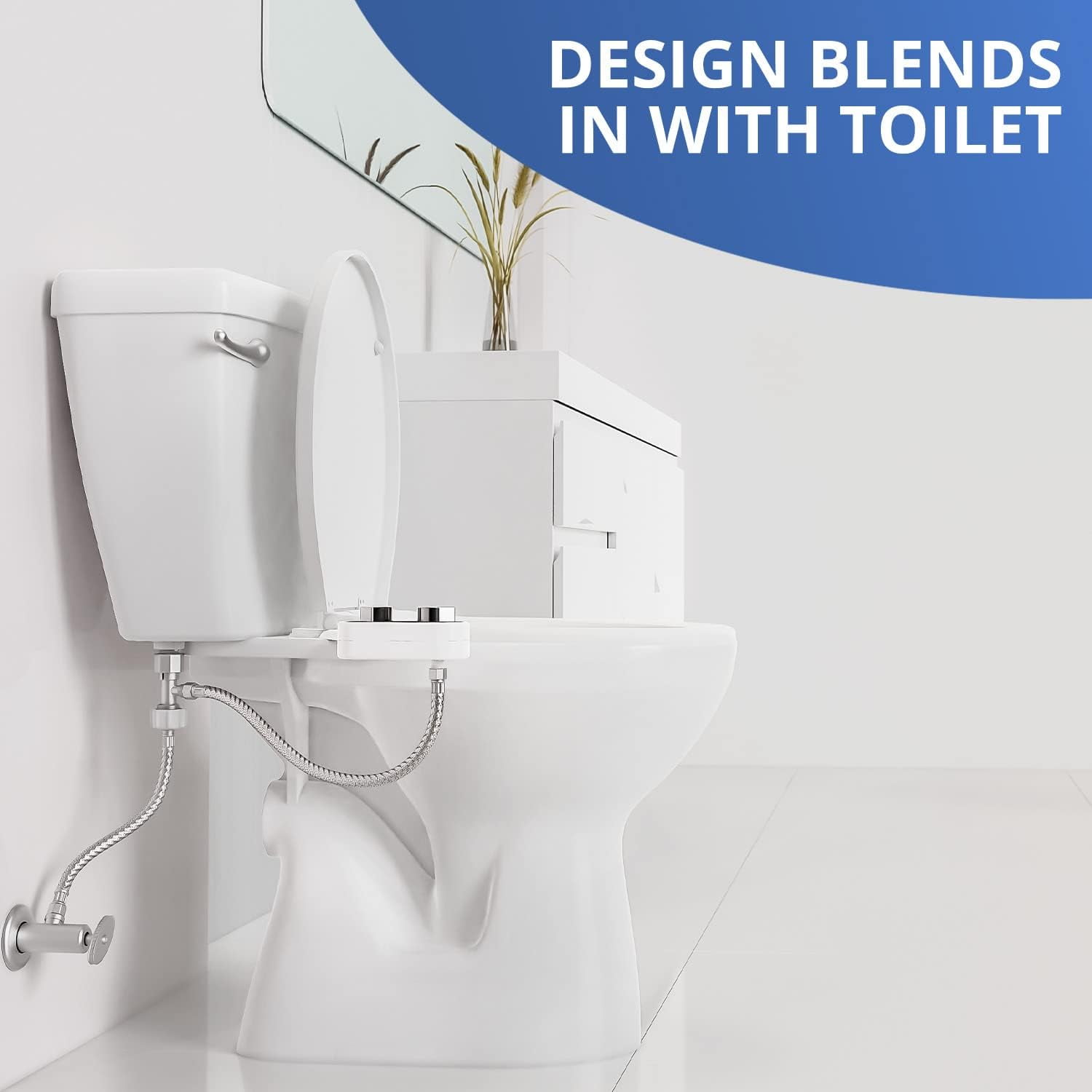 Clear Rear Bathroom Water Bidet Attachment with Self-Cleaning Nozzles