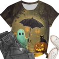 thumbnail image 4 of QQZ Loose Fit Short Sleeve Halloween T Shirts For Women, Witch Ghost Pumpkin Bat Haunted House Graphic Womens Halloween Shirts For Pumpkin Patch Trick Or Treat Halloween Casual Outings, 4 of 6