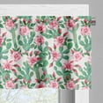 thumbnail image 5 of Ambesonne Floral Valance & Curtain, Rosebuds with Cactus Art, 55"x30", Fern Green Pastel Pink, 5 of 7