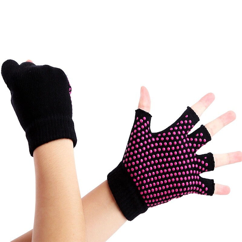 1 pair women cotton yoga fingerless non anti slip grip gloves sport exercis TB 