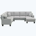 thumbnail image 4 of Modern U Shape Sectional Sofa,7 Seat Fabric Sectional Sofa Set Light Grey, 4 of 5