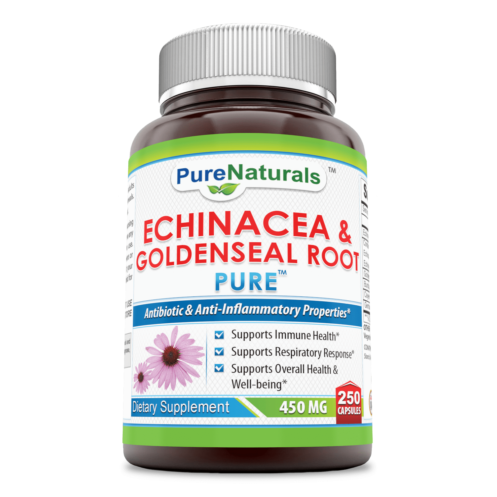 Pure Naturals Echinacea & Goldenseal Root 450 Mg 250 Capsules
