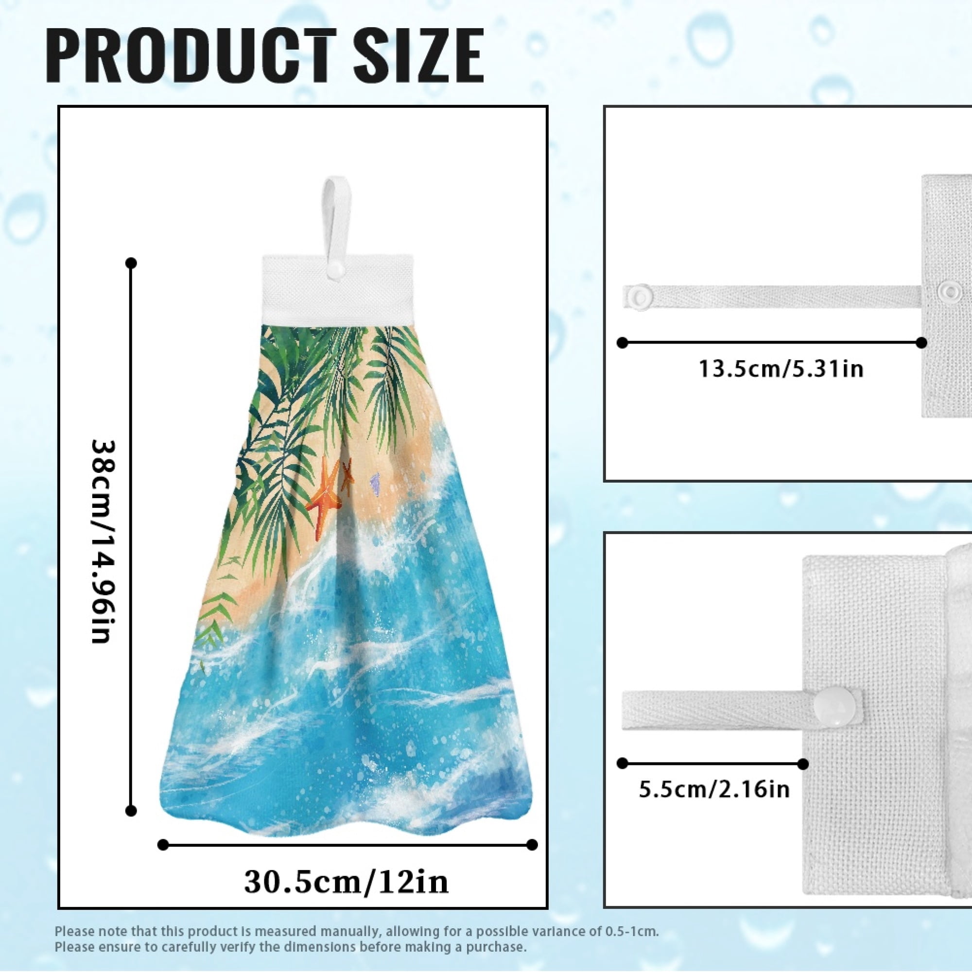 ZIATUBLE Beach Ocean Bathroom Hand Towels Starfish Dish Towels for Kitchen Drying Machine Washable Hanging Dual-Purpose Hand Towel Easy to Install Hanging Tie Towels Tea Towels