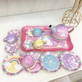thumbnail image 4 of 14pcs Tea Party Set For Little Girls Kitchen Utensils Tableware Metal Princess Tea Party Set Pretend Play Toys For Kids Gifts flower, 4 of 5