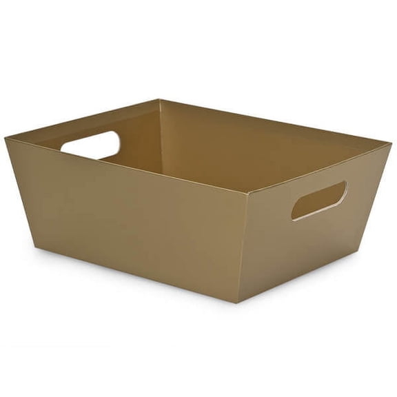 Pack Of 3, Solid Gold X-Large Wide Base Market Trays 8 X 10" X 4.5" For Gourmet Gift Baskets, Food Baskets