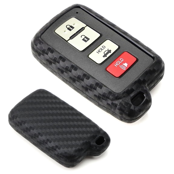 Carbon Fiber Pattern Soft Silicone Key Fob Cover Case For Camry Avalon Corolla Highlander Tacoma RAV4 Smart Key