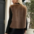 thumbnail image 5 of Cropped Faux Fur Vest Women Open Front Winter Cardigan Vests Soft Fall Waistcoat Jacket Outwear Brown, L, 5 of 6