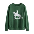 thumbnail image 4 of Bcresic Women Tshirt Cowboy Silhouette Graphic Tops Comfy Long Sleeve Shirts Round Neck Blouses Trendy Tunic Sweatshirts Top Juniors Spring Tees 2025,#09_Crewneck Tee Green,Small, 4 of 4