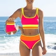 thumbnail image 5 of Tummy Control Swimsuits for Women High Waisted Neon Bikini Sets 3 Piece Sporty Bathing Suit with Skirt, 5 of 6
