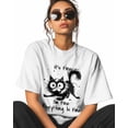 thumbnail image 2 of Women's Graphic T-Shirt White 4XL Women's Tops Funny Cat Digital Illustration Crew Neck Short Sleeve Shirts for Women, 2 of 3