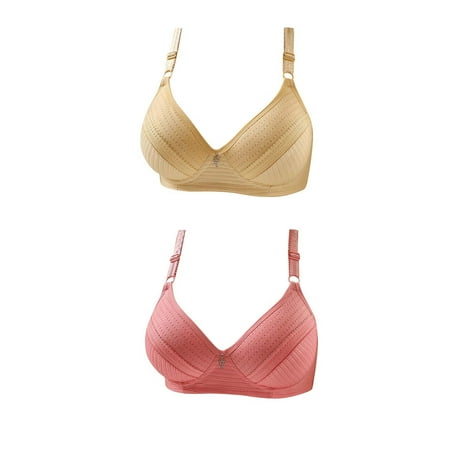 YWDJ Plus Size Strapless Bras for Women 2 Pack Comfortable Bras Wirefree Bras Adjustable Straps Half Cup Push up Wrap Sleep Bras Padded Plus Size Lace Comfort Bras Comfy Bras Pink 36