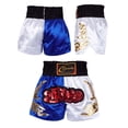 thumbnail image 3 of Lejafay Kids Boys Quick Dry Boxing Shorts Youth Boxing Trunk Muay Thai Shorts Martial Arts Kickboxing Blue&White S/140, 3 of 4