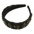 thumbnail image 7 of Unique Bargains 1 Pc Bling Rhinestone Headband for Women Black Rhinestone Wide Edge Headband 5.12"x1.89", 7 of 7