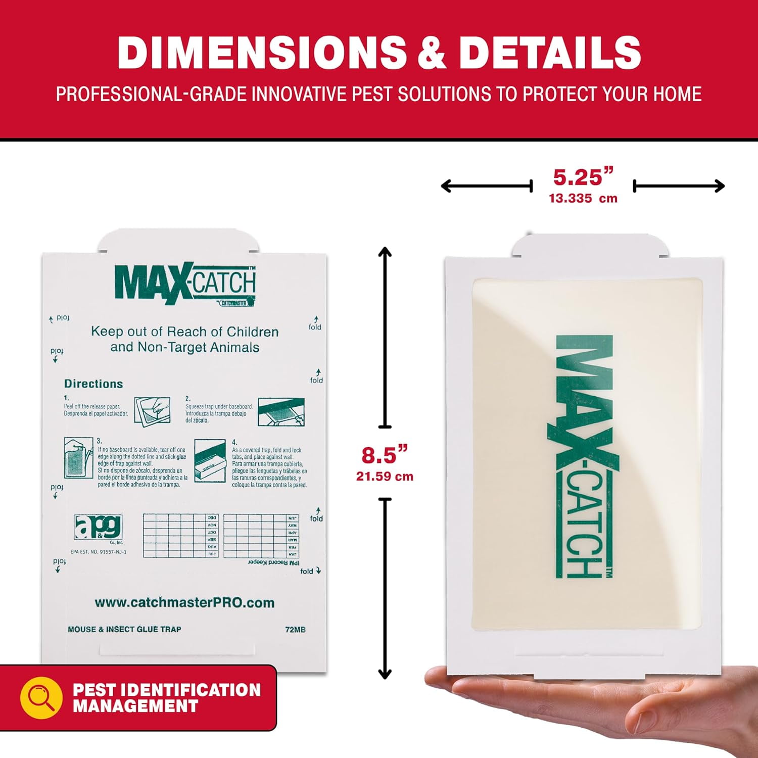 Max-Catch Mouse & Insect Glue Trap 36pk, Mouse Traps Indoor for Home, Sticky Pest Control Adhesive Tray for Catching Bugs, Non Toxic Bulk Pre-Baited Glue Boards