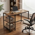thumbnail image 4 of VASAGLE Computer Desk, Writing Desk with 2 Shelves on Left or Right, Work Table for Office Living Room, Steel Frame, Industrial, Rustic Brown and Ink Black LWD47X, 4 of 7