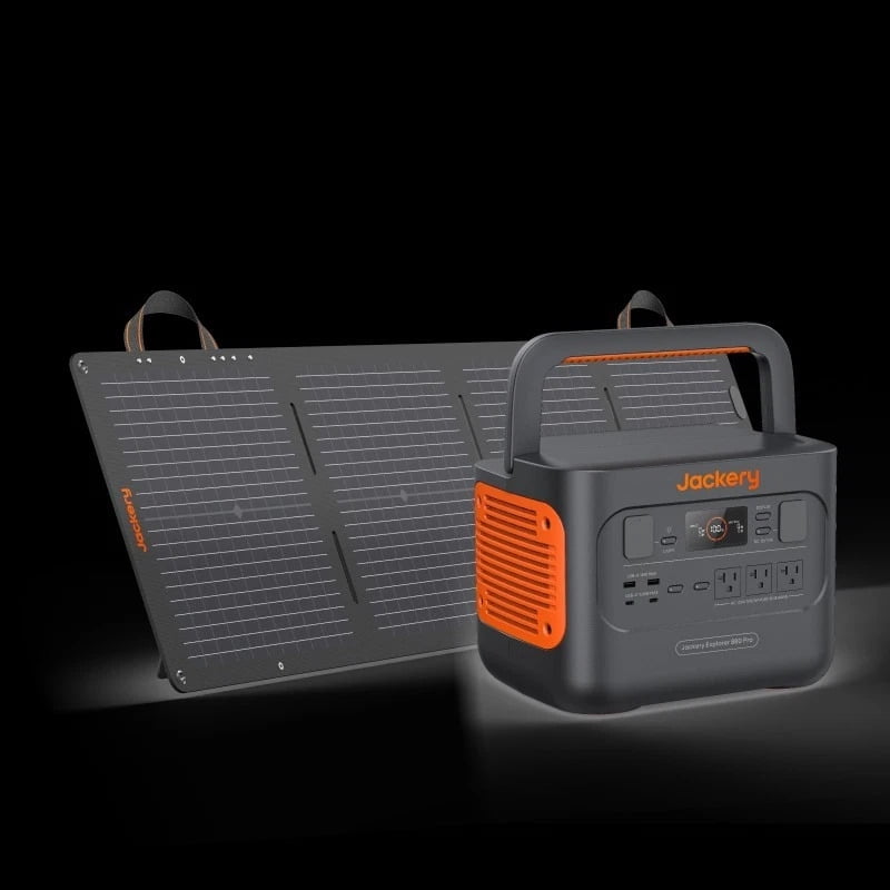 Restored Jackery 880 Prop Portable Power Station Explorer - 880W Outdoor Solar Generator Mobile Lithium Battery Pack - with 100W Mini Solar Panel - Multi-mode fast charging - Black (Refurbished)