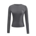 thumbnail image 3 of Womens Long Sleeve Basic Tshirts Trendy Slim Fit Crew Neck Tops Ladies Casual Fall Solid Going out Tees Undershirt Grey 0724*tshirts M, 3 of 3