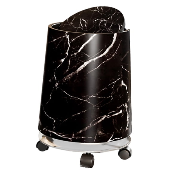 Siruishop Marble Waste Bin Removable Inner Waste Bin Double Layer Trash Can Garbage Container Household Trash Bins for Living Room Home Black L