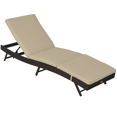 thumbnail image 1 of Outsunny Outdoor Rattan Chaise Lounge Chair with Adjustable Back Khaki, 1 of 10