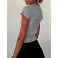 thumbnail image 6 of KelaJuan Women's Crop Tops Tight Fitted Round Neck Short Sleeve Cute Bow Embroidery Ribbed T-Shirts Tops for Summer, 6 of 6