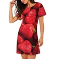 thumbnail image 2 of Balery Strawberry Red Camisón de manga corta con cuello redondo para mujer, cómodo y elegante., 2 of 6