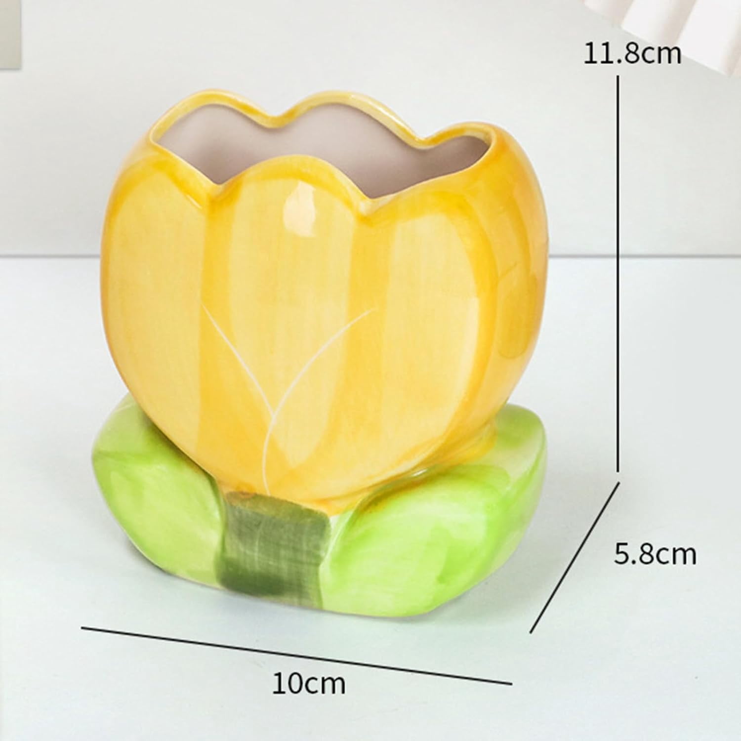 Pen Holder for Desk Tulips Vase Decor Aesthetic Cute Toothbrush Holder Pencil Holder for Office Makeup Brush Holder Yellow Kawaii Desk Accessories Home Decor Birthday Gifts for Women