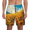 thumbnail image 3 of Uemuo Clear Sky Sunflower Pattern Mens Swim Trunks Quick Dry Board Shorts with Mesh Lining, Stretch Beach Shorts Quick Dry No-Chafing Board Shorts-Medium, 3 of 9