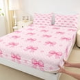 thumbnail image 4 of jejeloiu Pink Bowknot Full Size Sheets,Cute Stars Polka Dots Bed Sheets For Girls Kids 4-Piece, 4 of 6