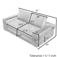 thumbnail image 6 of 81" Convertible Sofa Bed, 3-in-1 Folding Floor Couch, Corduroy Fold Out Sleeper Futon Mattress with Pillows, Boneless Lounge Loveseat for Living Room, Beige, 6 of 11