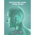 thumbnail image 3 of On-Ear Headphones with Microphone, Lightweight Folding Stereo Bass Headphones with 1.5M Tangle Free Cord, Green & Purple, 3 of 7